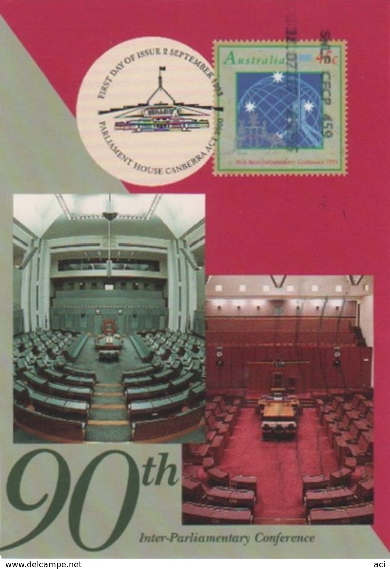 Australia 2017 Postally Used Maximum Card,sent To Italy,1993 90th Interparliamentary Conference - Maximum Cards