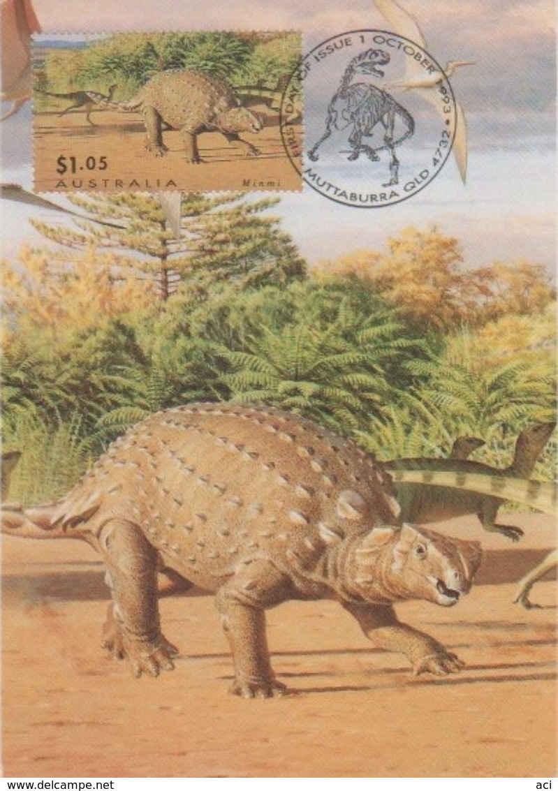 Australia 2017 Postally Used Maximum Card,sent To Italy,1993 Dinosaur,Minmi - Maximum Cards