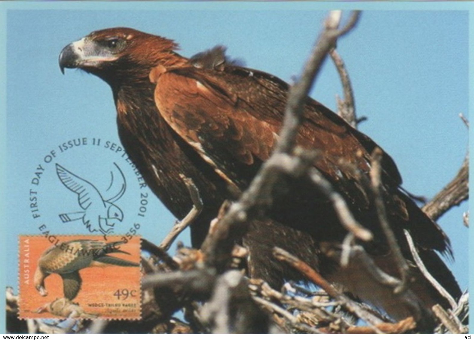 Australia 2017 Postally Used Maximum Card,sent To Italy,2001 Australian Wildlife,Wedge Tailed Eagle - Maximum Cards