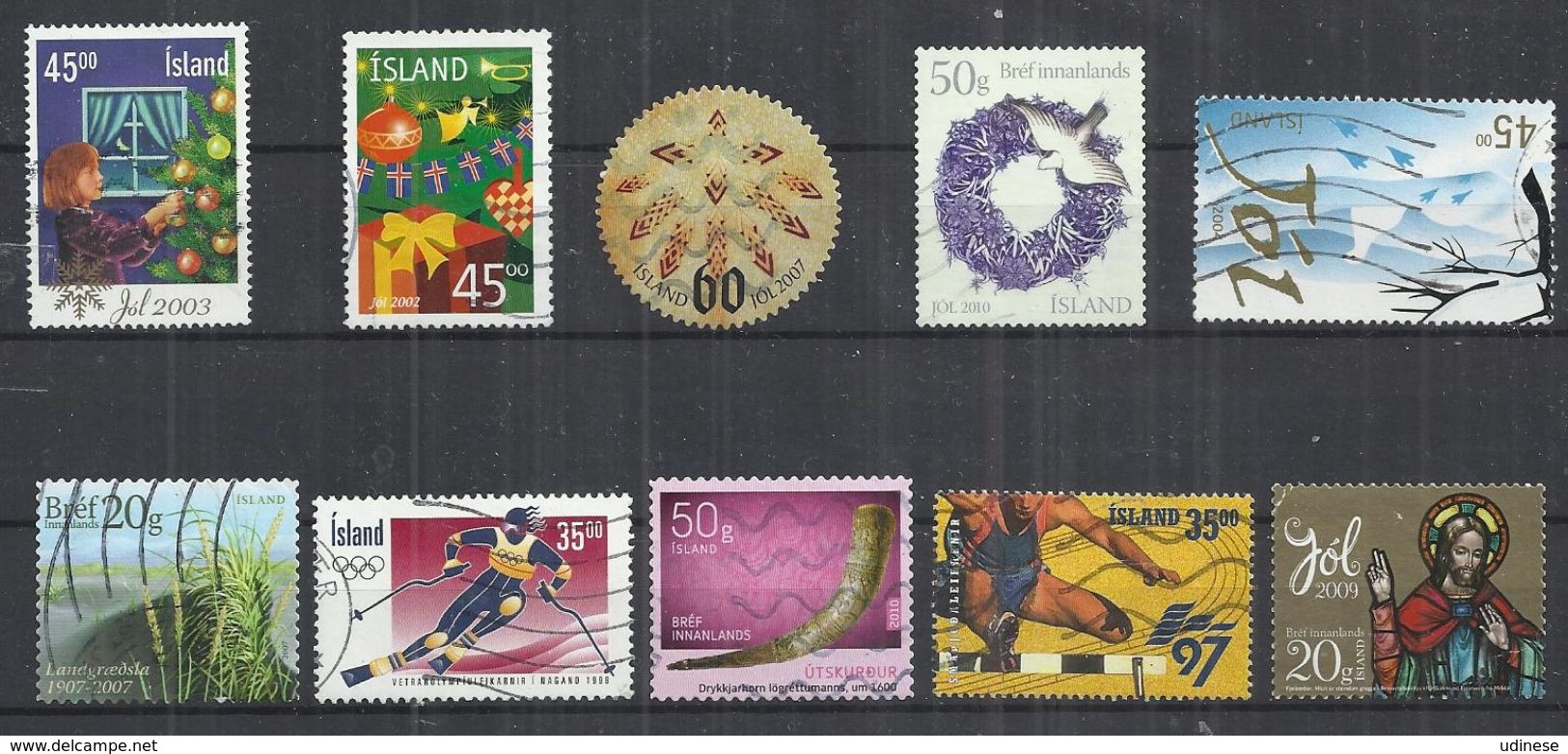 TEN AT A TIME - ICELAND - LOT OF 10 DIFFERENT COMMEMORATIVE 1 - USED OBLITERE GESTEMPELT USADO - Gebraucht