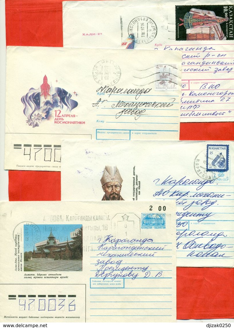 Kazakhstan.Four Envelopes Past The Mail. - Kazachstan