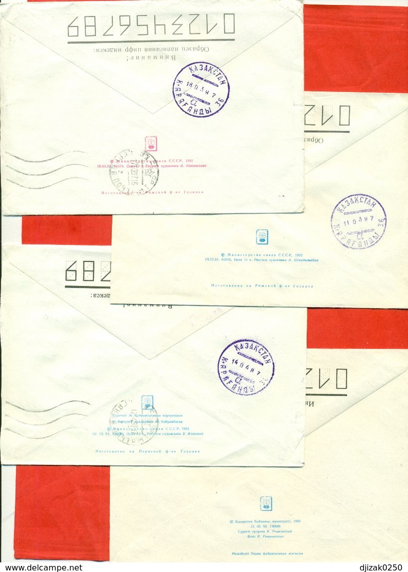 Kazakhstan.Four Envelopes Past The Mail. - Kazachstan