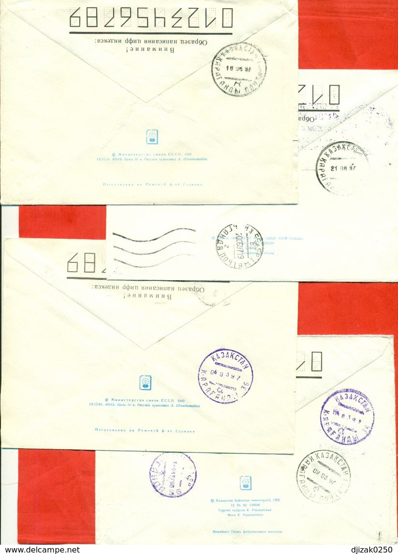 Kazakhstan.Four Envelopes Past The Mail. - Kazakhstan