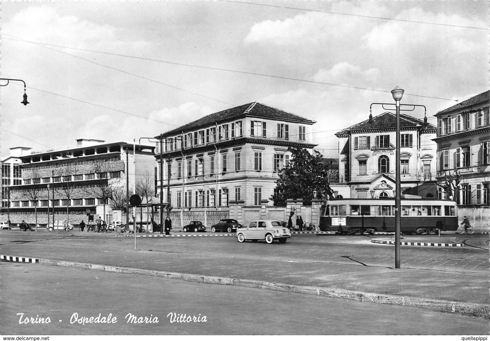 07395 "TORINO - OSPEDALE MARIA VITTORIA" ANIMATA, AUTO, TRAMWAY, VERA FOTO, S.A.C.A.T. 48000.  CART NON SPED - Gezondheid & Ziekenhuizen