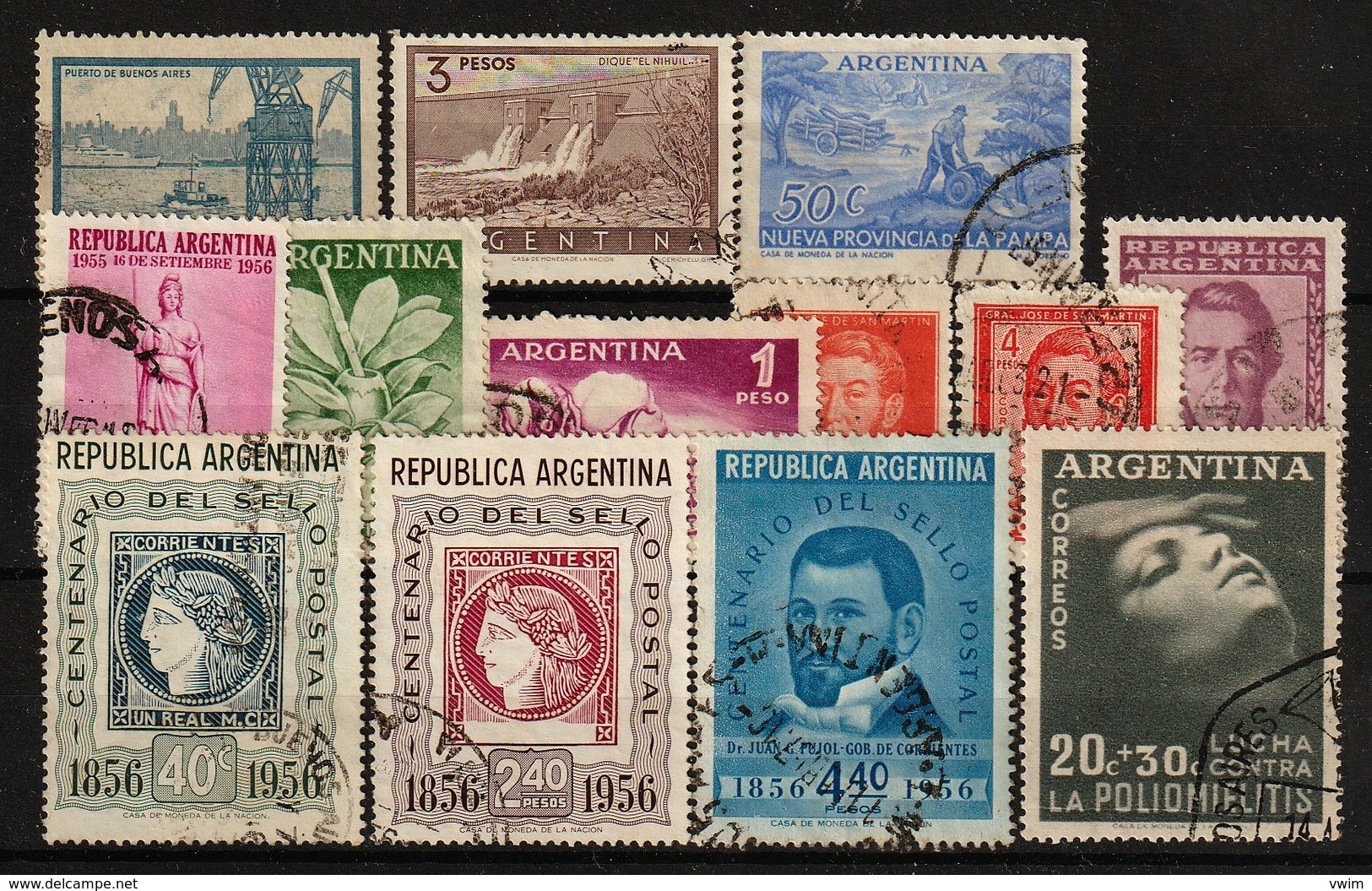 ARGENTINIË - 1956 - Lotje Van 13 Zegels  - USATO/USED/OBLIT./GESTEMPELD/GEBRAUCHT - °1 - Gebruikt