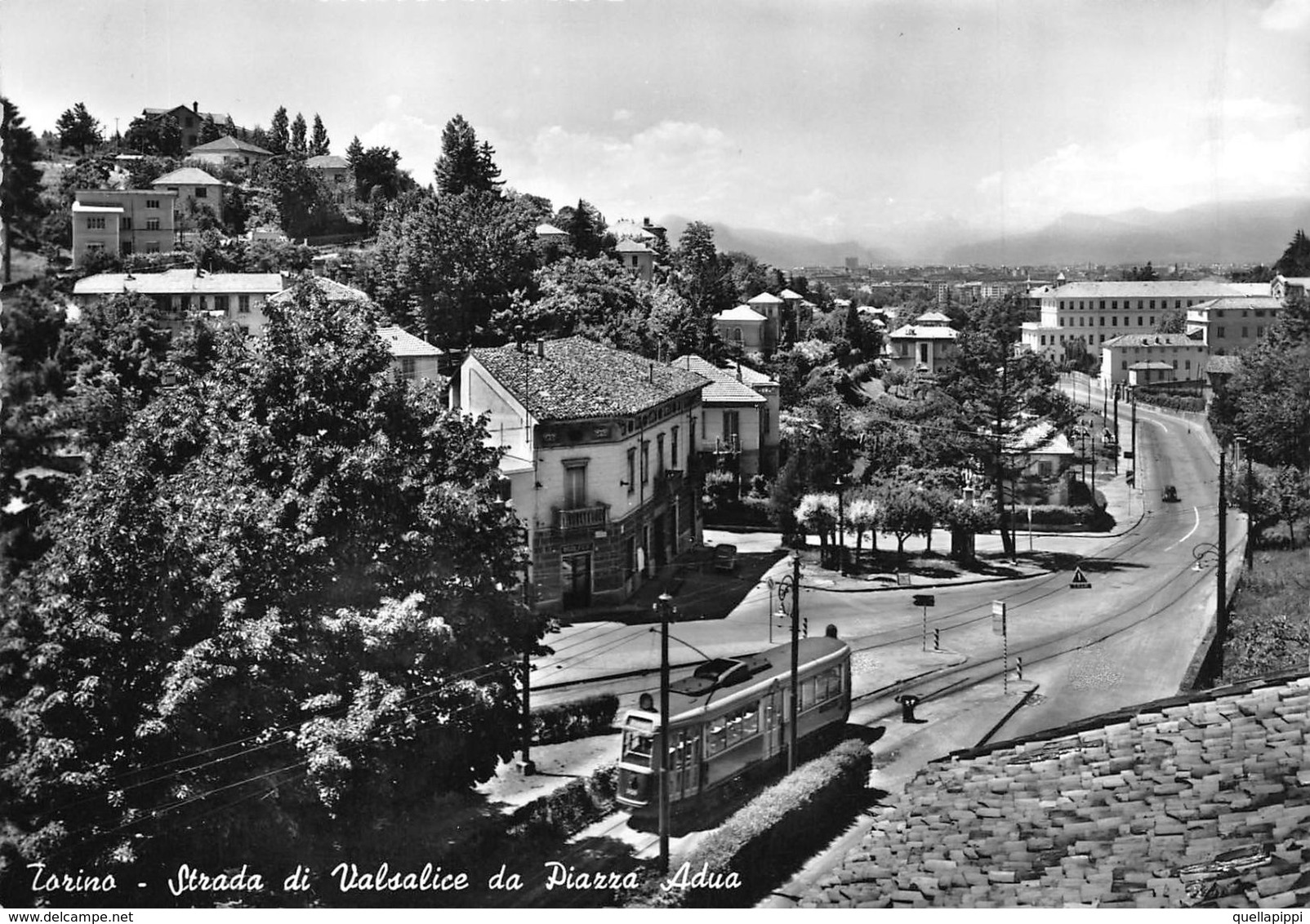 07400 "TORINO-STRADA DI VALSALICE E PIAZZA ADUA" AUTO, TRAMWAY, VERA FOTO, S.A.C.A.T. 1052. CART NON SPED - Places & Squares