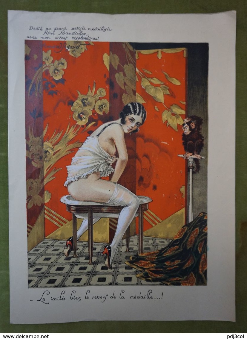 Grand Menu-267e Diner-Le Cornet -30 Jan 1929 Présidé Par Baudichon-Belle Illustration De Armand Segaud-femme Presque Nue - Menus
