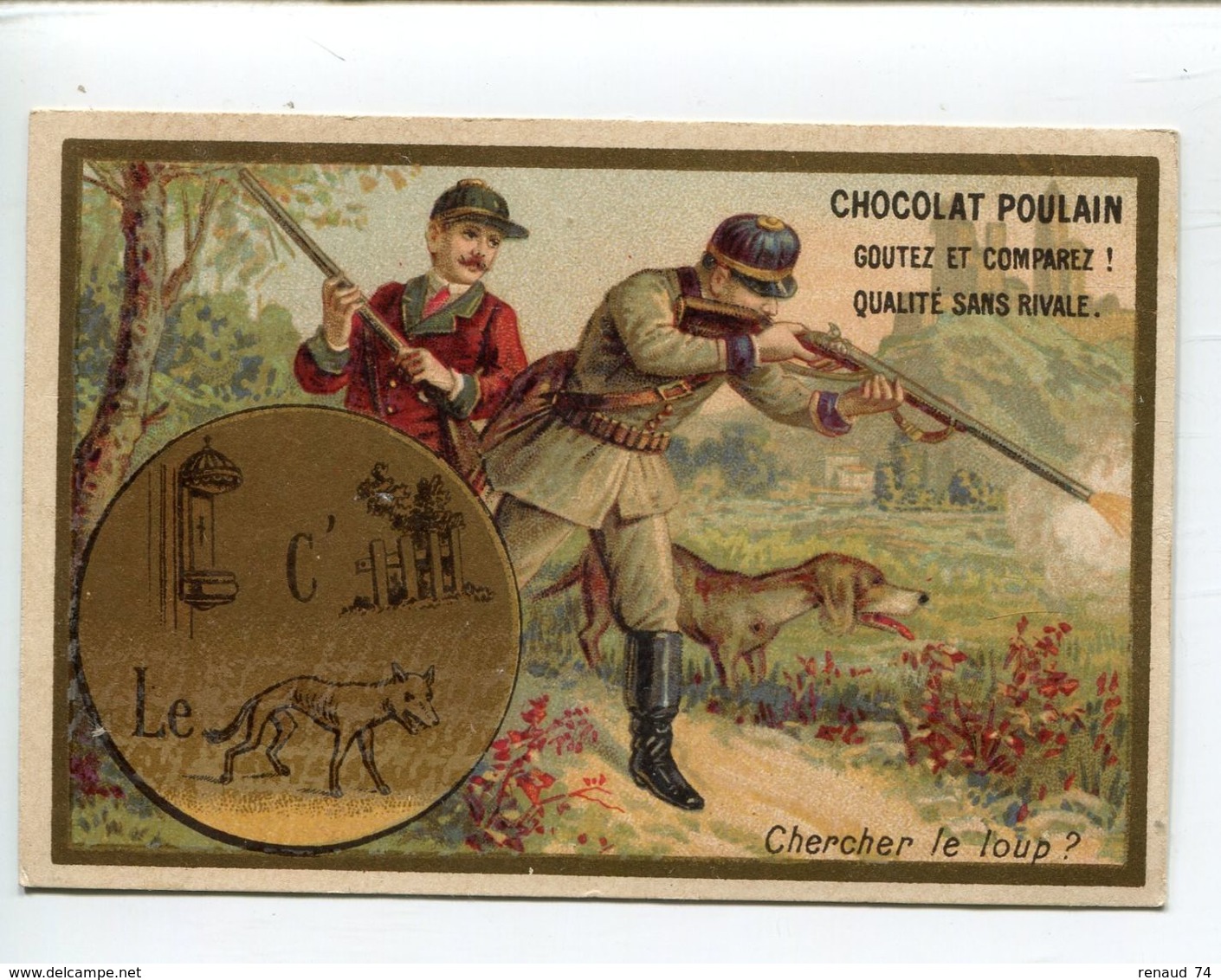 Rébus Chocolat Poulain  Chasse Loup - Poulain