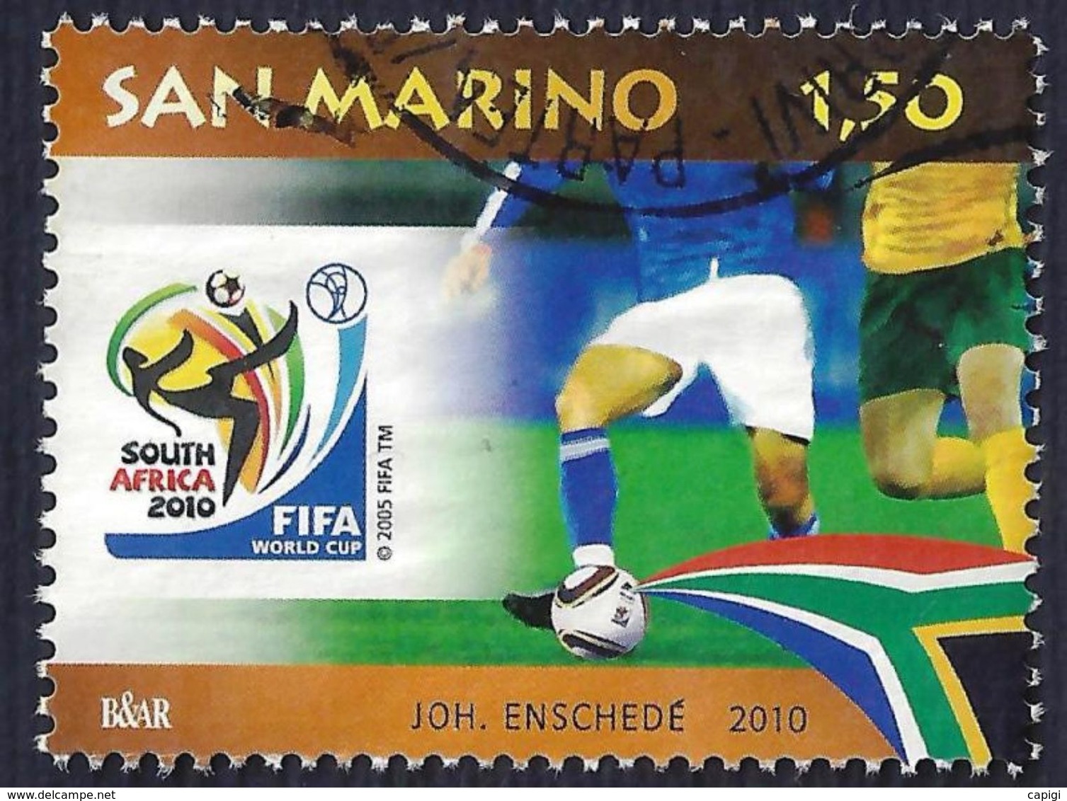 2010 - SAN MARINO -MONDIALI CALCIO SUD AFRICA 2010 - USATO # 1 - Gebruikt