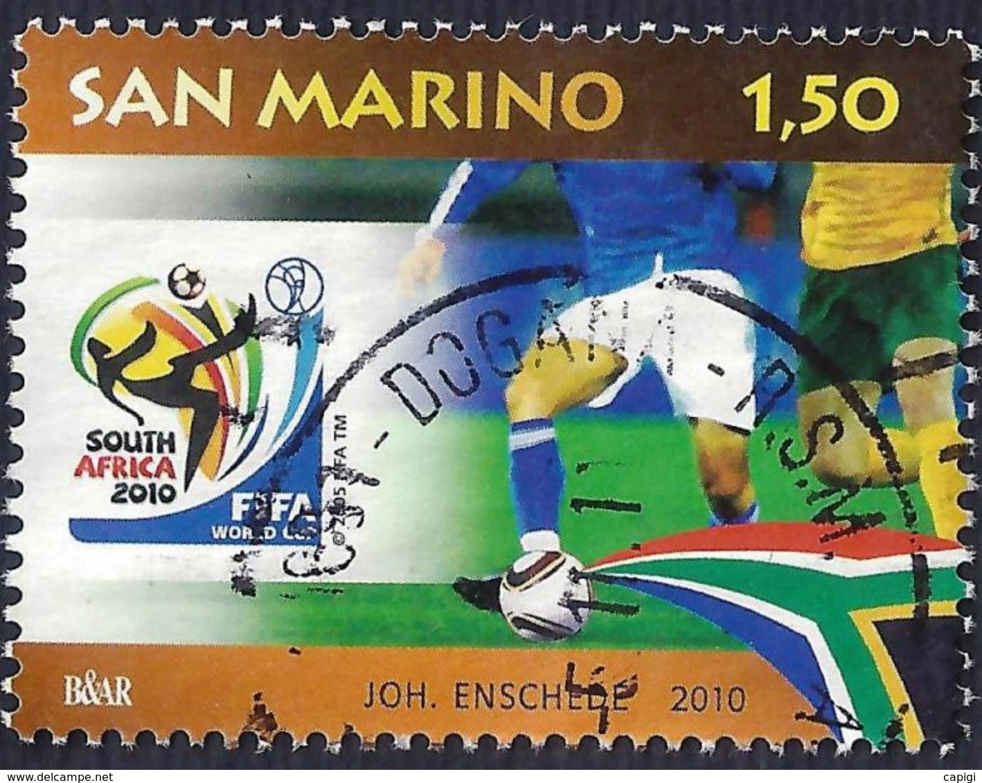 2010 - SAN MARINO -MONDIALI CALCIO SUD AFRICA 2010 - USATO # 2 - Gebraucht