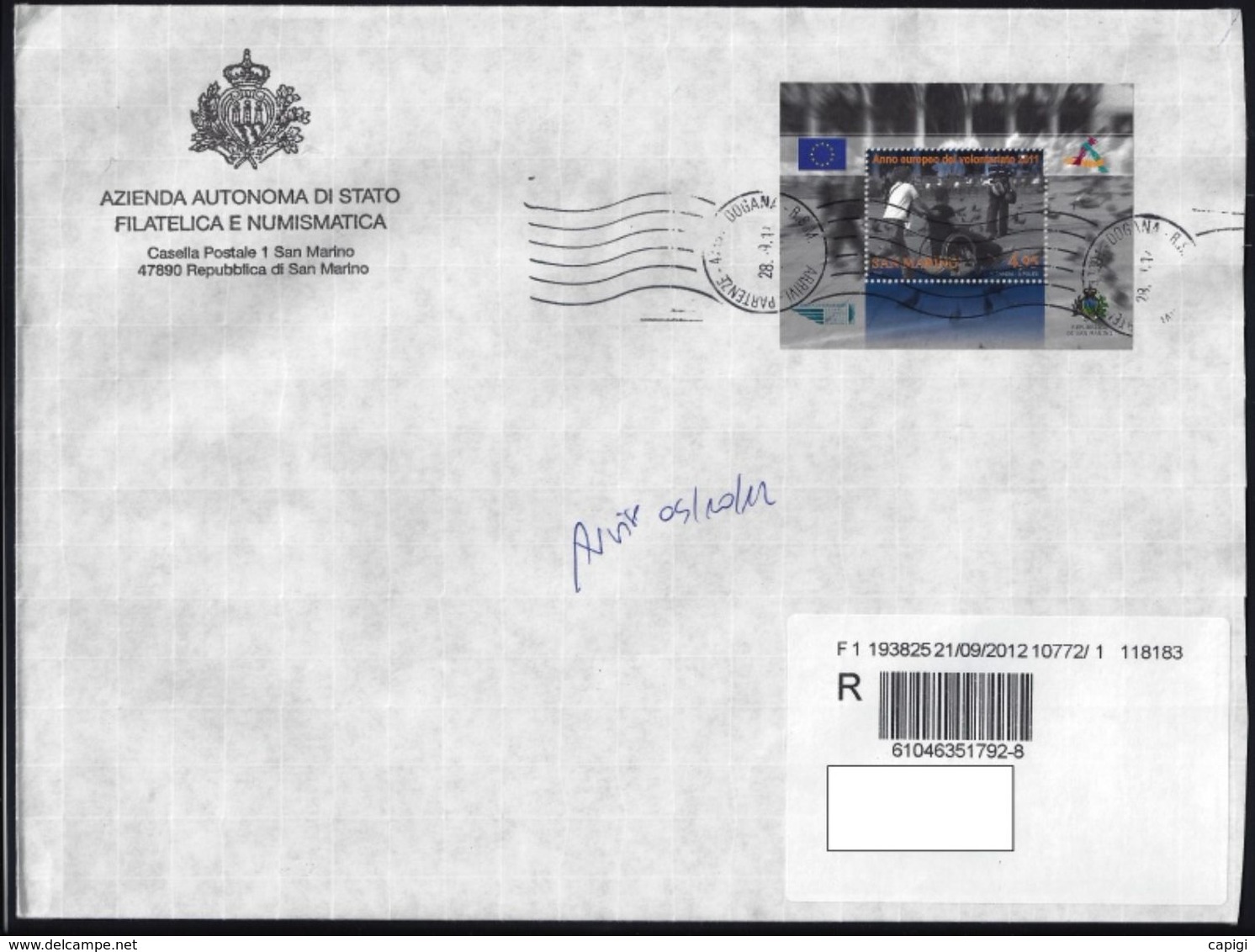 2011 - SAN MARINO - ANNO DEL VOLONTARIATO FOGLIETTO SU BUSTA RR - USATO - Used Stamps