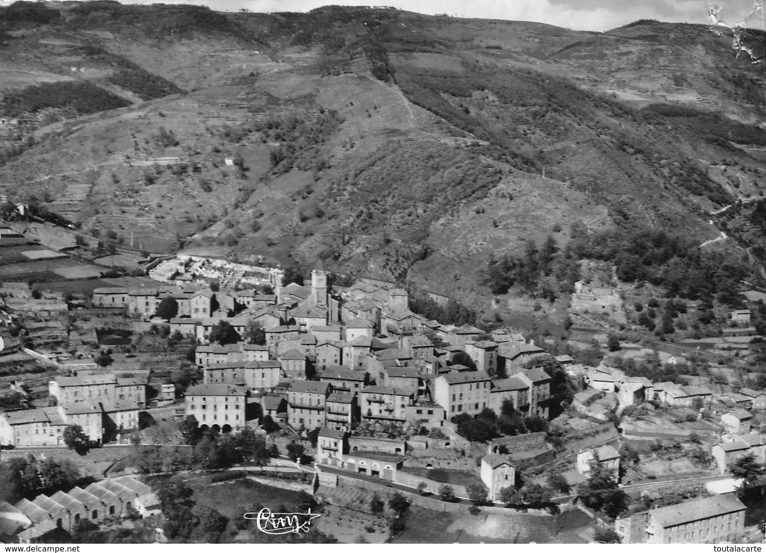 CPSM 07  ST MARTIN DE VALAMAS VUE GENERALE AERIENNE       Grand Format 15 X 10,5 - Saint Martin De Valamas