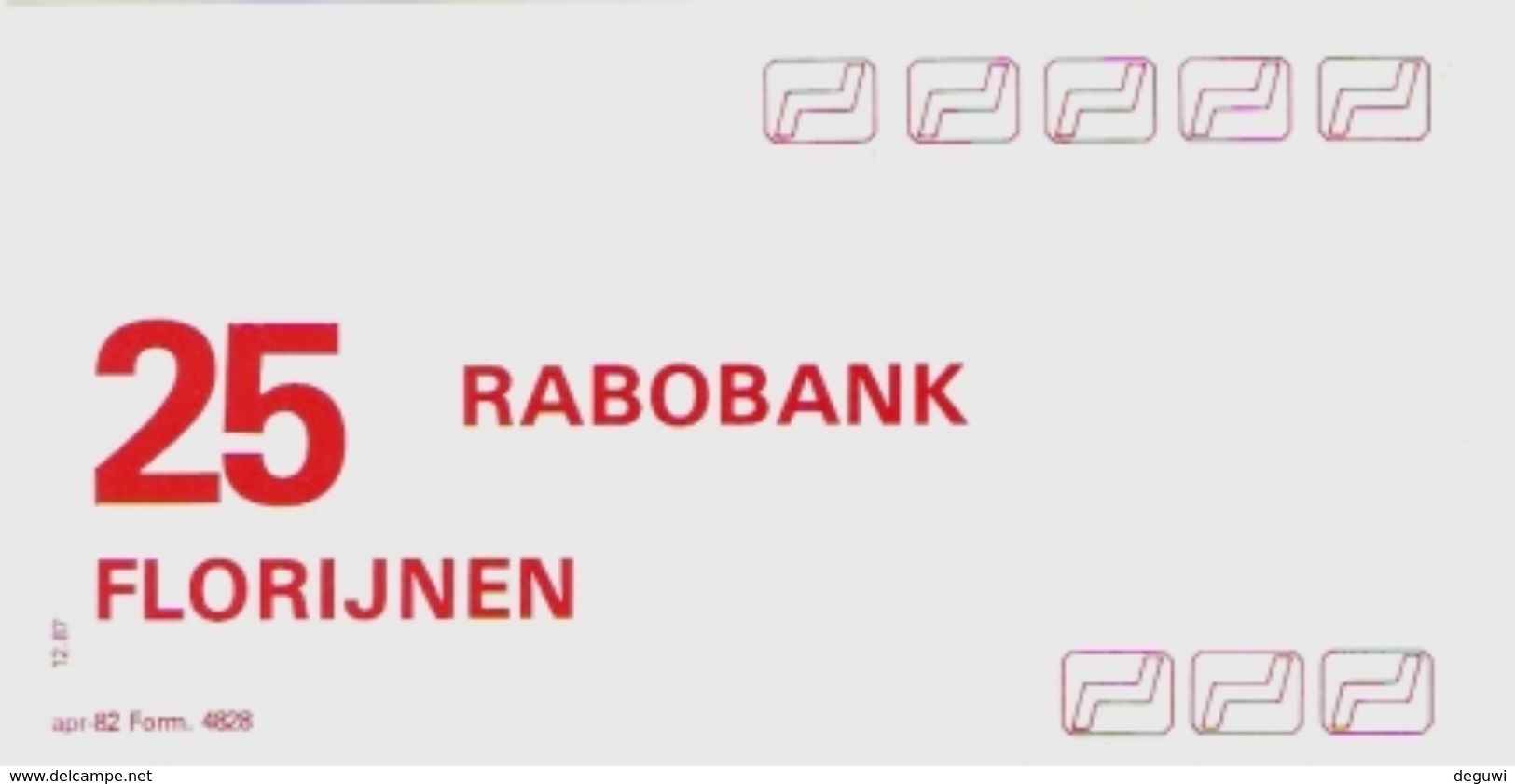 Test Note "RABOBANK" Testnote, 25 UNITS, Eins. Druck, RRRRR, UNC, Hochkant-Datum 12/87 - Sonstige & Ohne Zuordnung