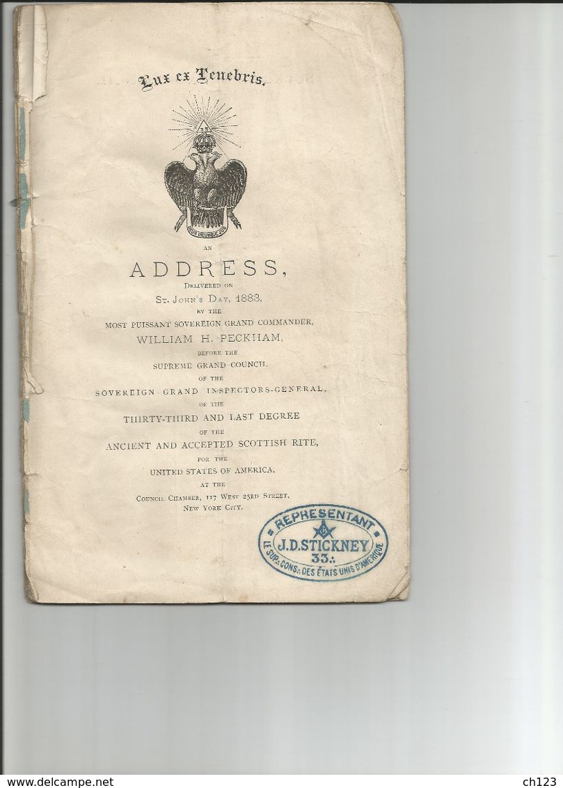 2 Documents FRANC -MACONNERIE 1883 Et 1900 - CH BERNARDIN - Documents Historiques