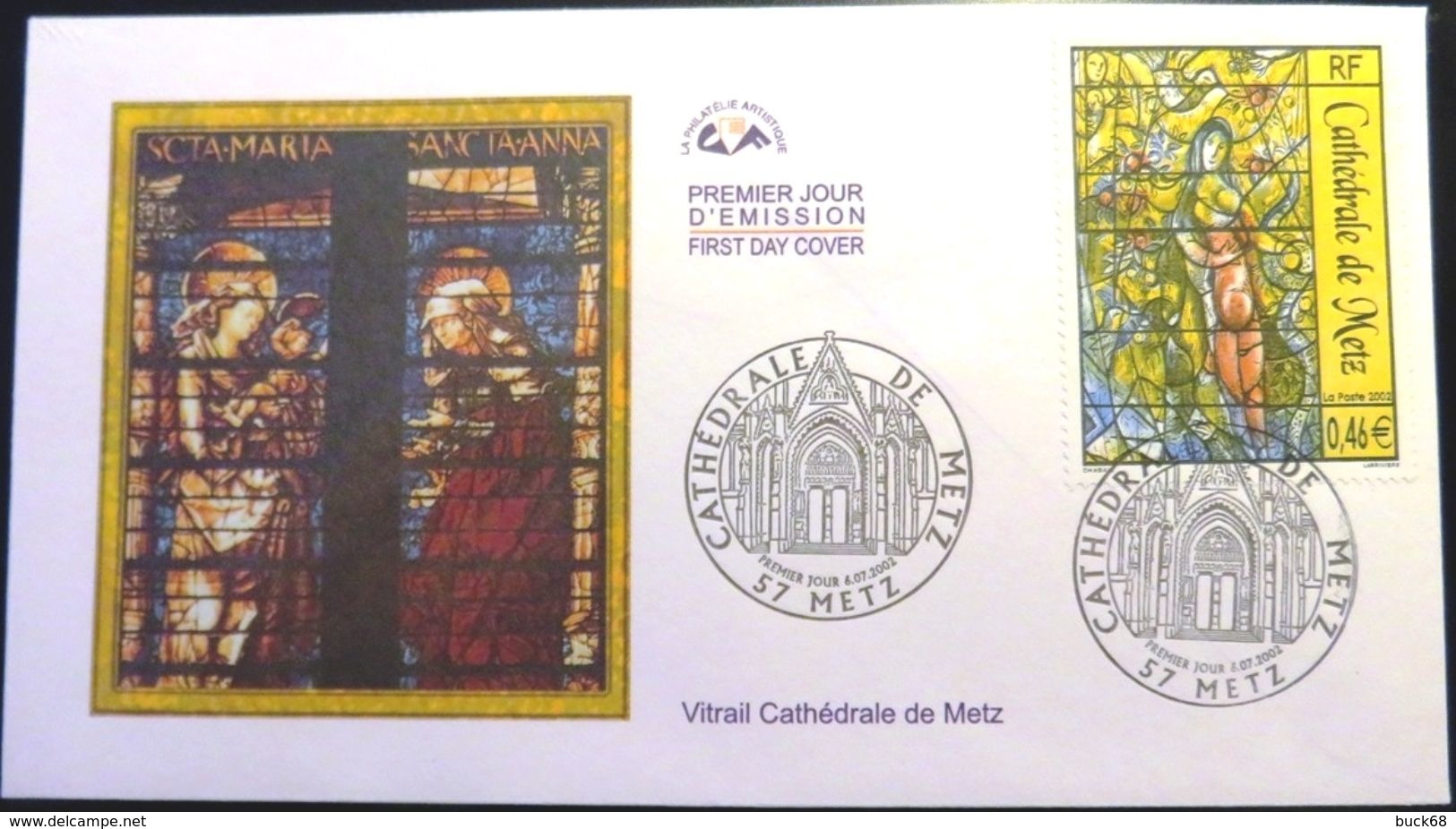 FRANCE 3498 FDC Premier Jour Vitrail Cathédrale METZ De Marc CHAGALL : Eve Et Le Serpent - 2000-2009