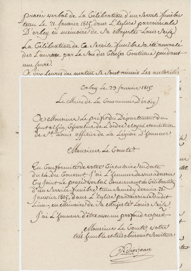 Orbey Service Funèbre Louis XVI Les Deux Courriers - Documents Historiques