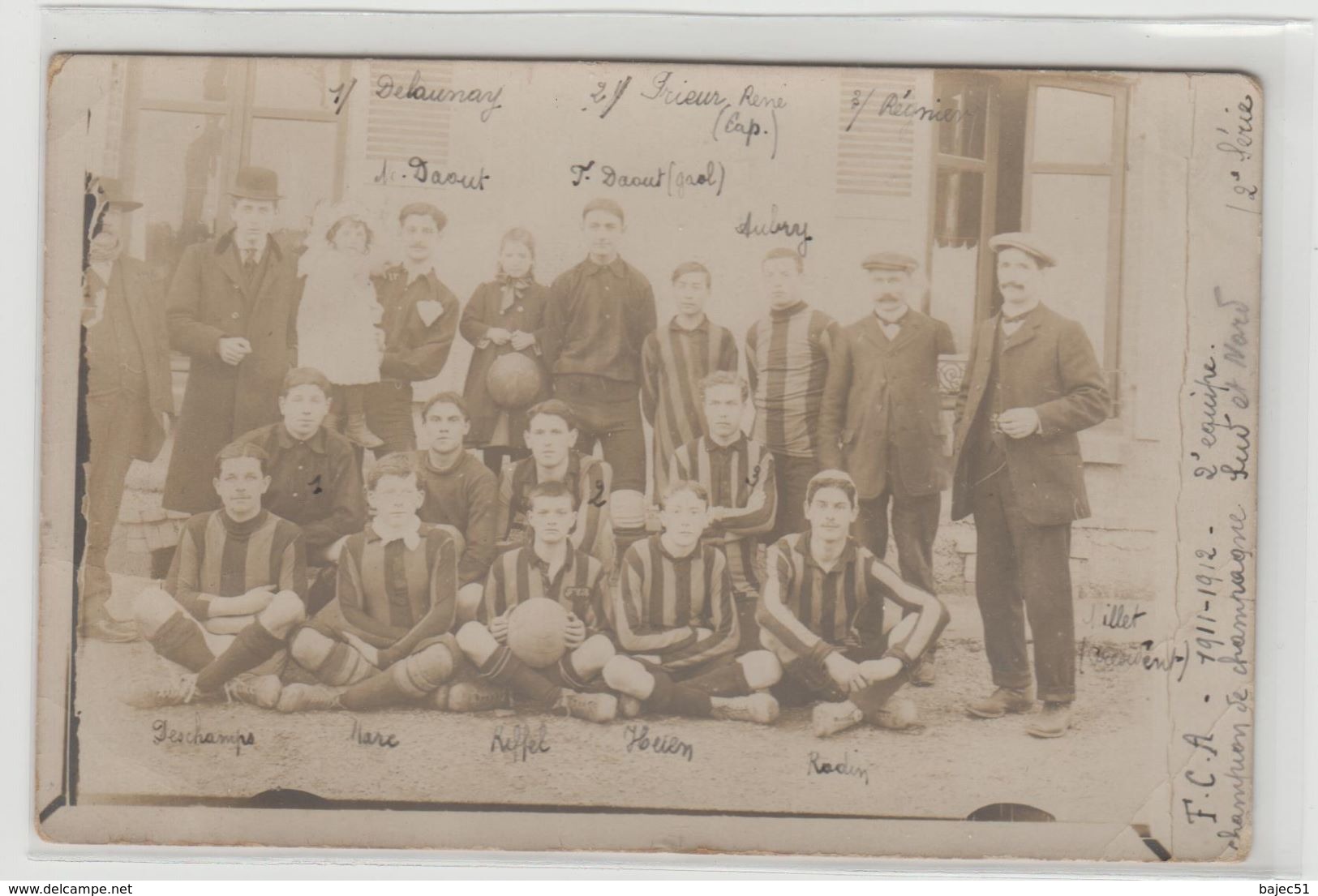 1 Carte Photo à Identifier ?? équipe De Football FCA 1911- 1912 Champion De Champagne Sud Et Nord 2e Série " - Champagne-Ardenne