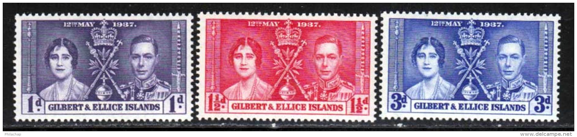 Gilbert Et Ellice 1937 Yvert 35 / 37 ** TB - Îles Gilbert Et Ellice (...-1979)