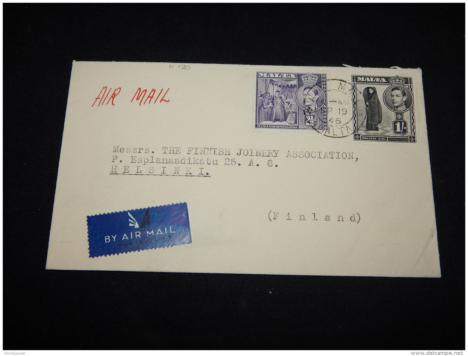 Malta 1946 Air Mail Cover To Finland__(L-11120) - Malta (...-1964)