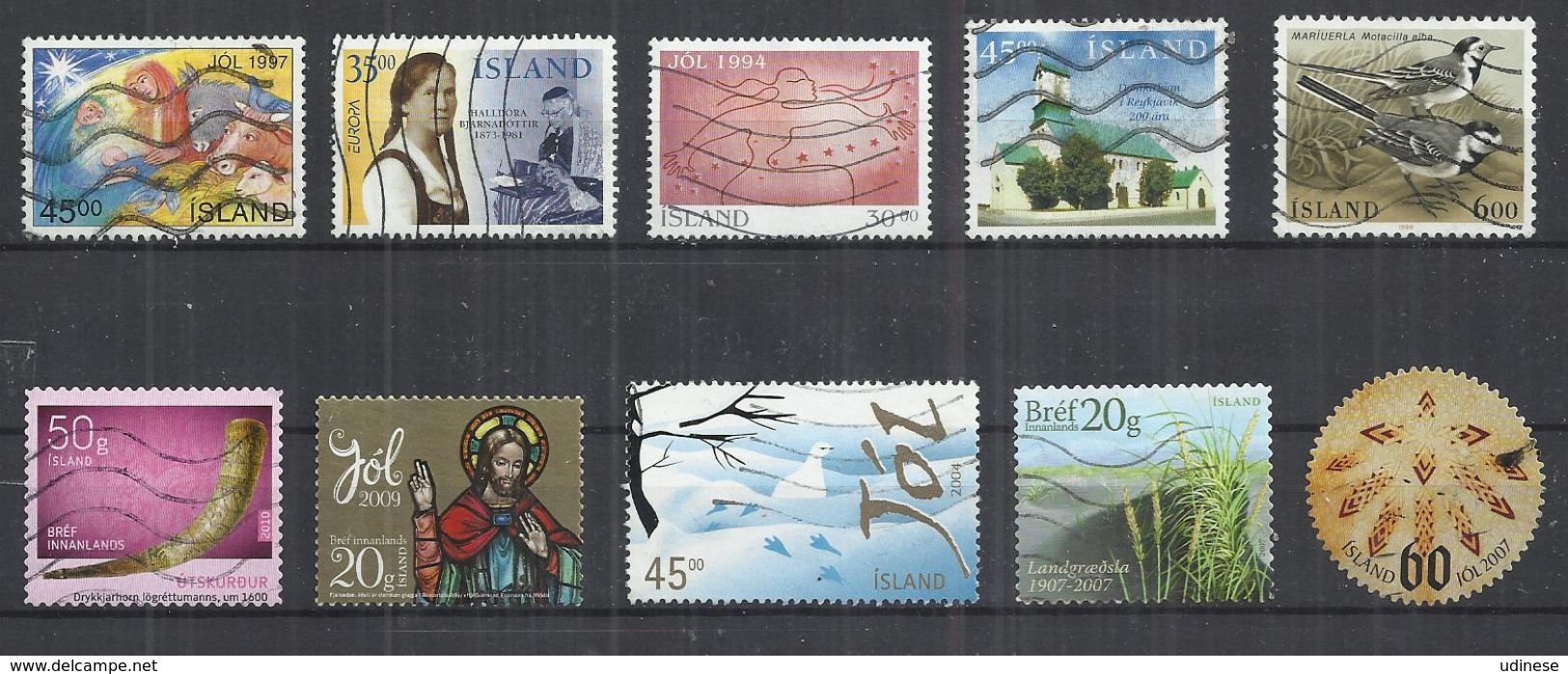 TEN AT A TIME - ICELAND - LOT OF 10 DIFFERENT COMMEMORATIVE  8 - USED OBLITERE GESTEMPELT USADO - Lots & Serien