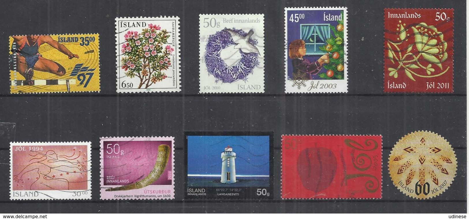 TEN AT A TIME - ICELAND - LOT OF 10 DIFFERENT COMMEMORATIVE  9 - USED OBLITERE GESTEMPELT USADO - Lots & Serien