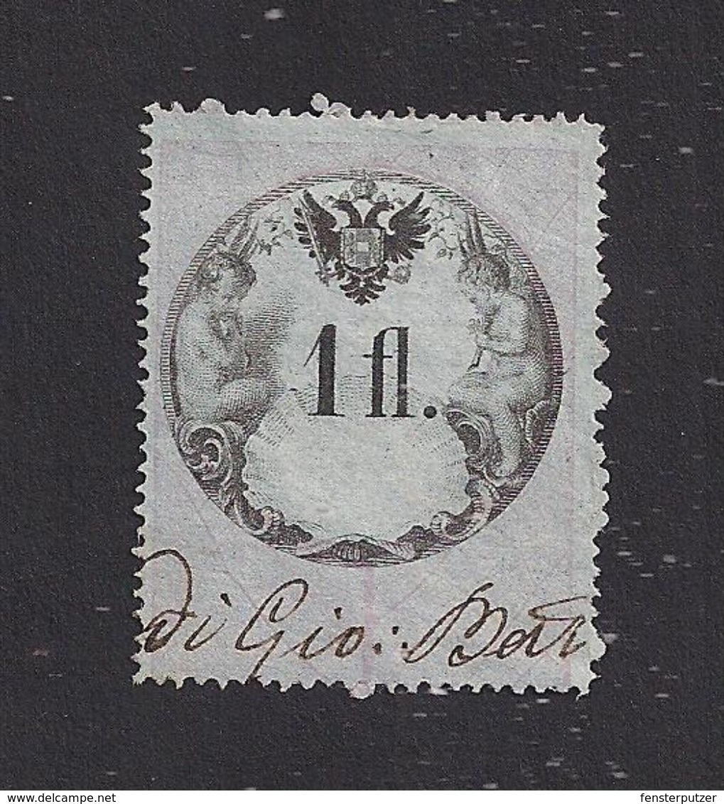 1 Fl. Stempelmarke Lombardei-Venetien Mai 1860 - Ohne WZ. Gezähnt 13 1/2 - 15 1/2 - Dunkelblaues Papier - Lombardo-Vénétie