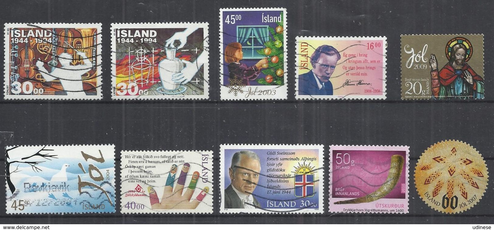 TEN AT A TIME - ICELAND - LOT OF 10 DIFFERENT COMMEMORATIVE  10 - USED OBLITERE GESTEMPELT USADO - Collections, Lots & Séries