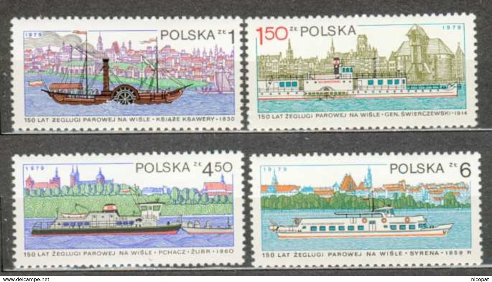 POLAND MNH ** 2455-2458 Anniversaire Des Premiers Bateaux à Vapeur Bateau Ksawery Le Gen Swierczewski Le Pchacsz Zubr - Nuovi