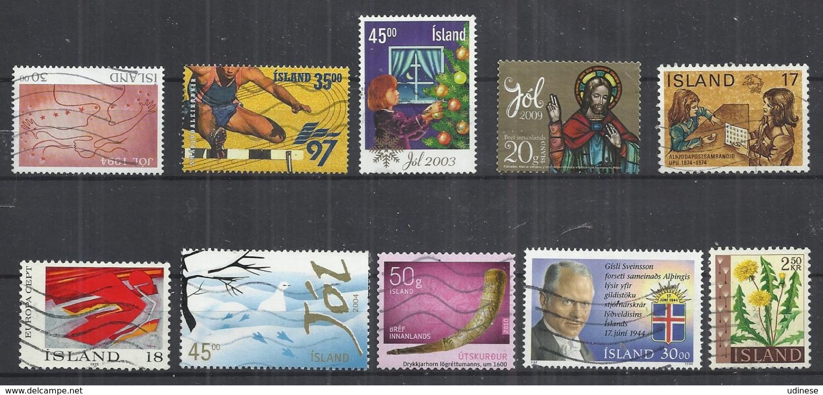 TEN AT A TIME - ICELAND - LOT OF 10 DIFFERENT COMMEMORATIVE  11 - USED OBLITERE GESTEMPELT USADO - Collections, Lots & Séries