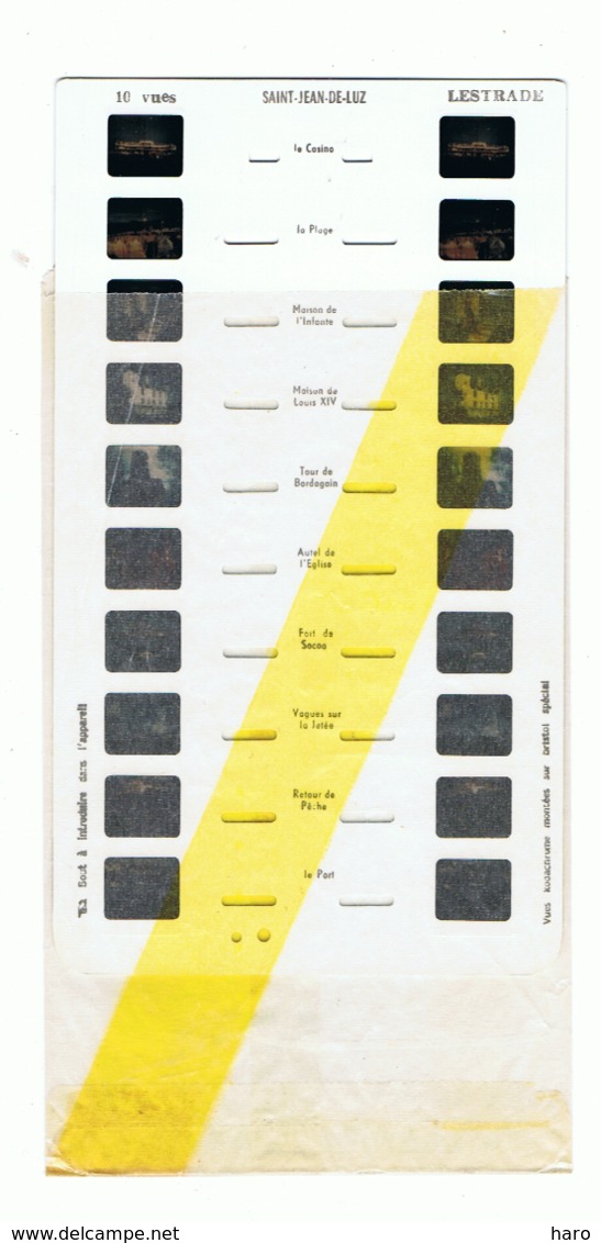 Plaquette De 10 Vues Stéréoscopiques Pour Appareil Lestrade - Saint Jean De Luz +/- 1960 - Visionneuses Stéréoscopiques