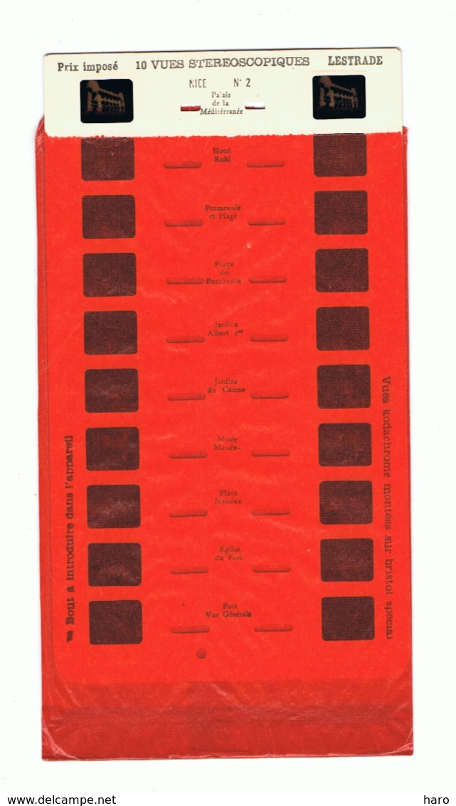 Plaquette De 10 Vues Stéréoscopiques Pour Appareil Lestrade - Nice N°2 +/- 1960 - Visionneuses Stéréoscopiques