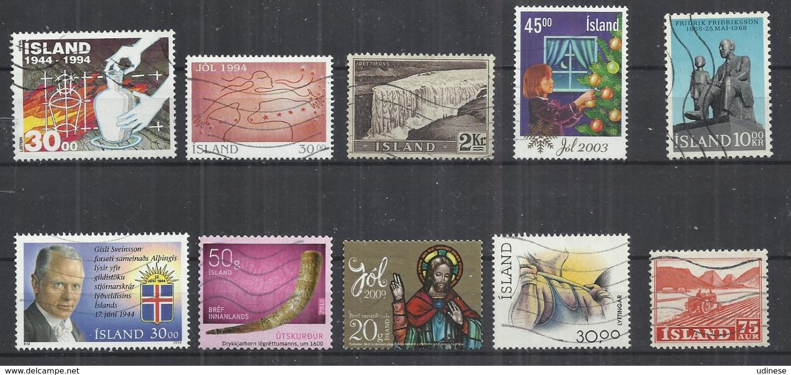 TEN AT A TIME - ICELAND - LOT OF 10 DIFFERENT COMMEMORATIVE  12 - USED OBLITERE GESTEMPELT USADO - Collections, Lots & Séries