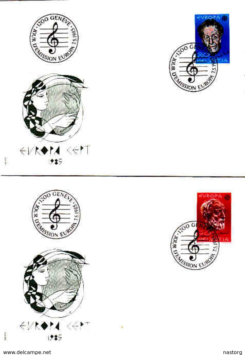 Suisse -2 ENVELOPPES-FDC- EUROPA1985- Jour D'emission GENEVE 7/5/1985 - Voir Note - FDC