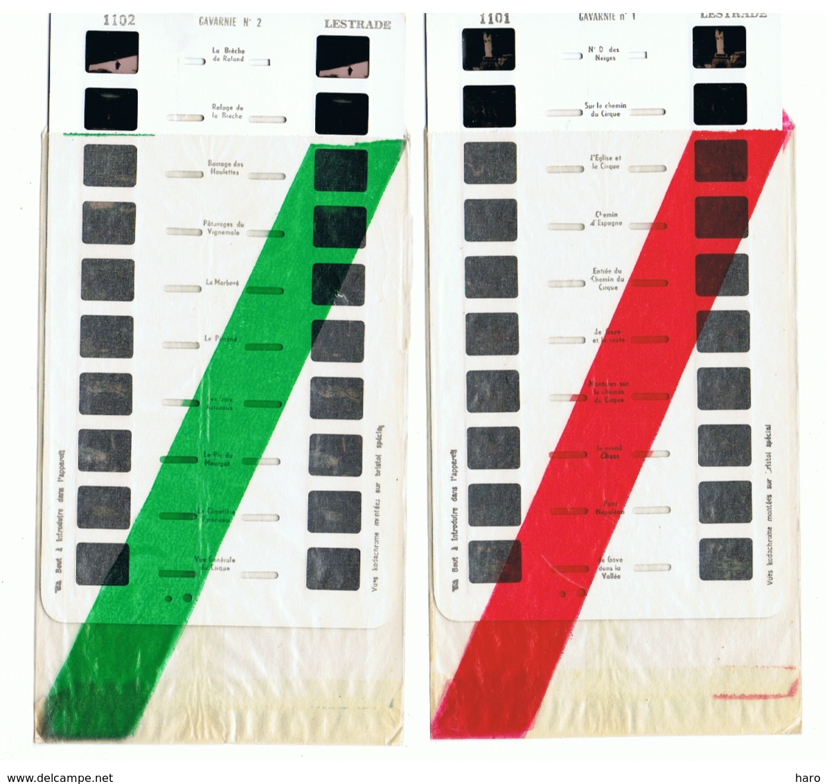 Lot De 2 Plaquettes De 10 Vues Stéréoscopiques Pour Appareil Lestrade - Gavarnie N° 1 Et 2 +/- 1960 - Visionneuses Stéréoscopiques