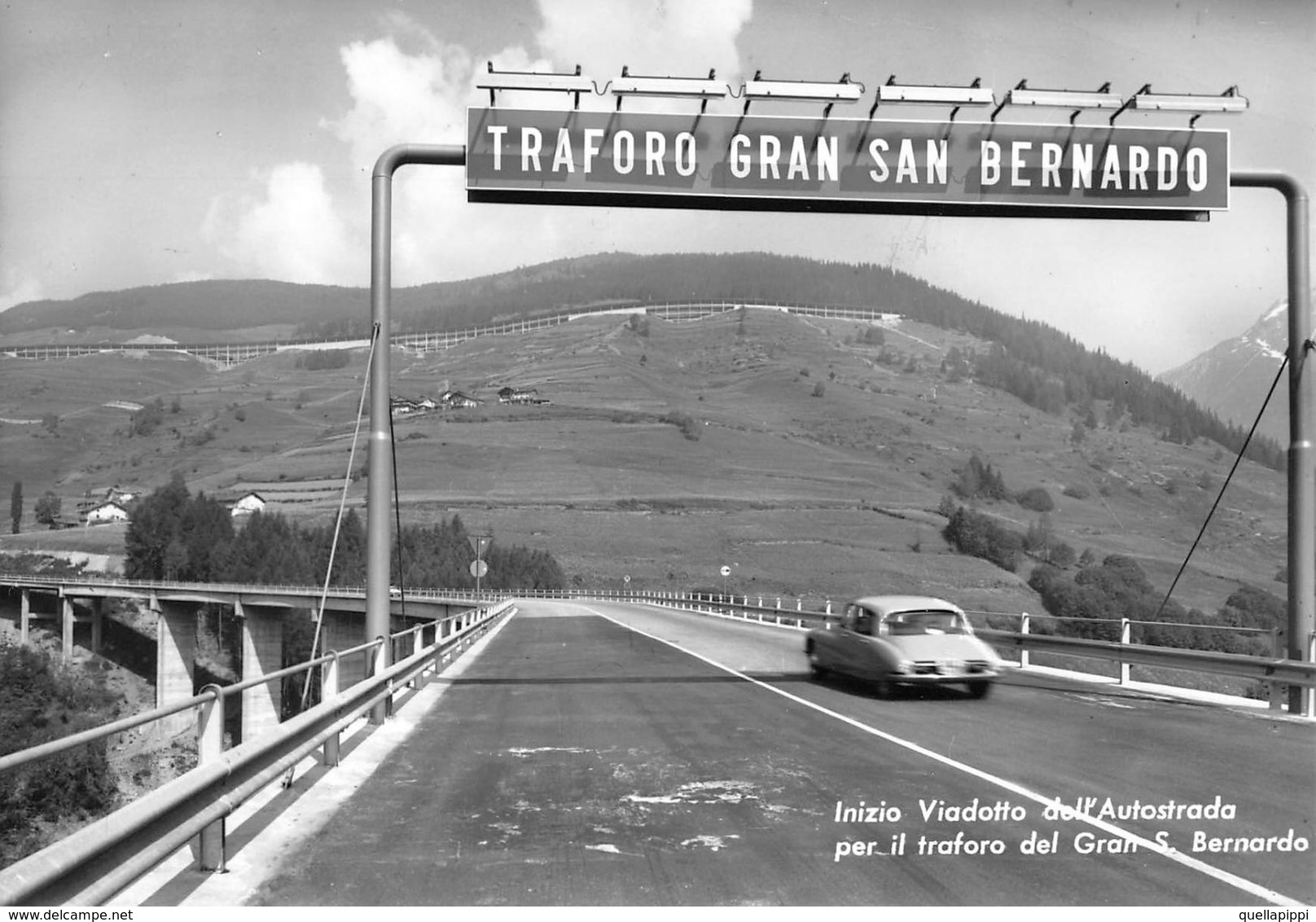 07419 "(AO) INIZIO VIADOTTO DELL'AUTOSTR. PER IL TRAF. DEL G.S.BERNARDO"  AUTO, VERA FOTO, S.A.C.A.T.3848. CART NON SPED - Altri & Non Classificati