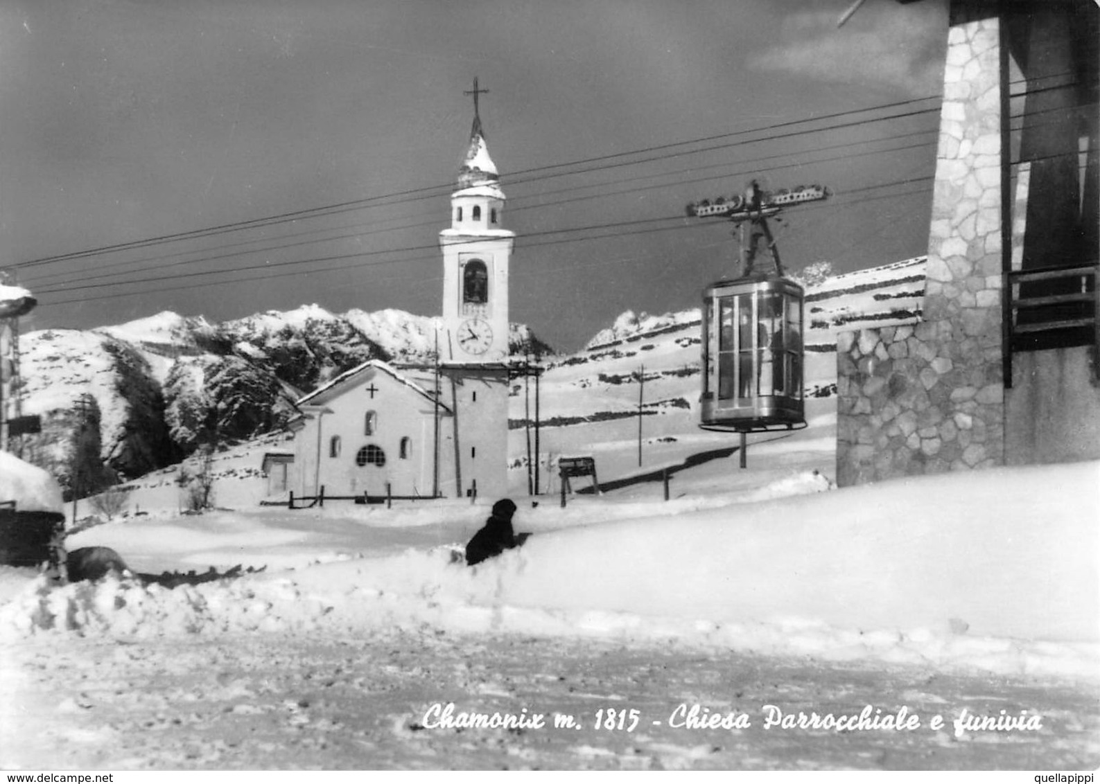 07427 "(AO) CHAMONIX M. 1815 - CHIESA PAROCCHIALE E FUNIVIA" VERA FOTO, S.A.C.A.T.  CART NON SPED - Altri & Non Classificati