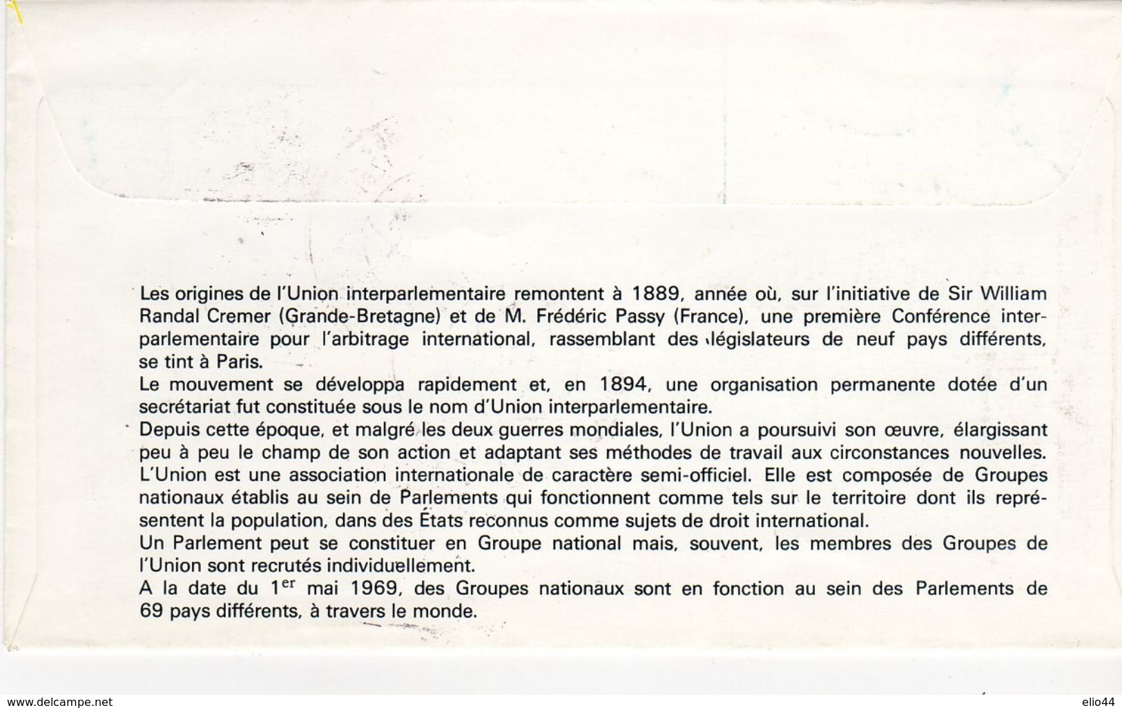 Parigi  1971 - Giorno Di Emissione - 59° Conferenza Unione Interparlamentare - - Altri & Non Classificati