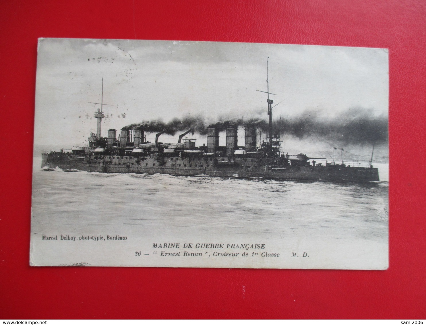 CPA MARINE DE GUERRE FRANCAISE CROISEUR "ERNEST RENAN" - Warships