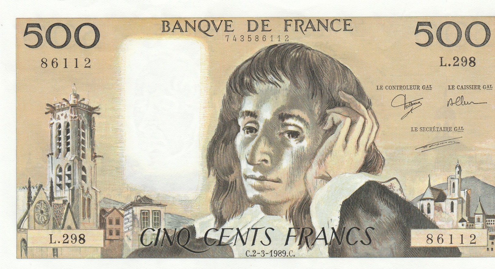 500 FRANCS PASCAL NEUF DE 1989.C. - 500 F 1968-1993 ''Pascal''