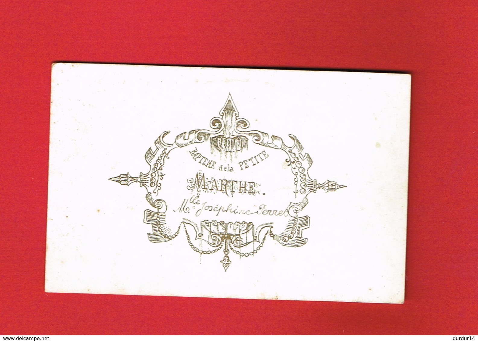 1 Faire-part >  Baptême ... MARTHE ... 1881 ... - Naissance & Baptême