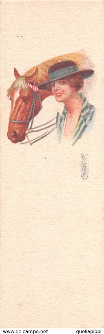 07441 "SEGNALIBRO - CARTOLINA - FIGURA FEMMINILE ANNI 30 CON CAVALLO - FIRMATO" NON SPEDITA - Segnalibri