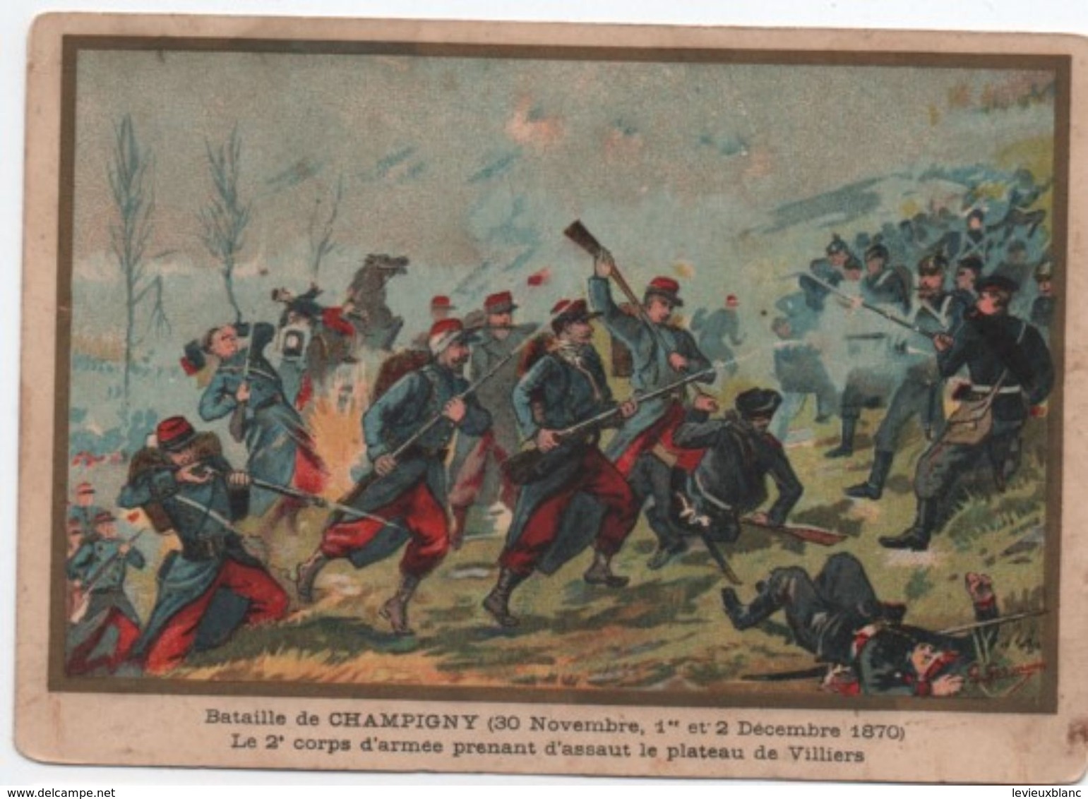 Militaria/Guerre De 1870/Image Pédagogique/Bataille De Champigny.Villiers /Dessinateur Germain/Vers 1900 IMA286 - Autres & Non Classés