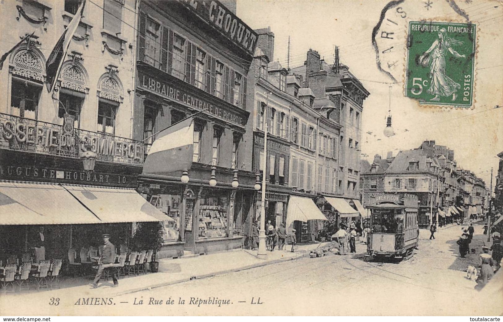 CPA 80 AMIENS LA RUE DE LA REPUBLIQUE Animée Tramway - Amiens