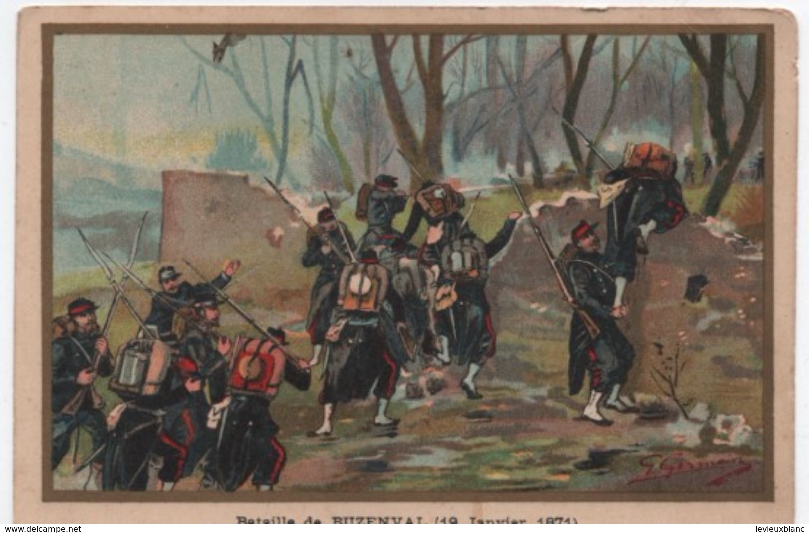 Militaria/Guerre De 1870/Image Pédagogique/Bataille De BUZENVAL/ Dessinateur Germain/Vers 1900 IMA293 - Autres & Non Classés