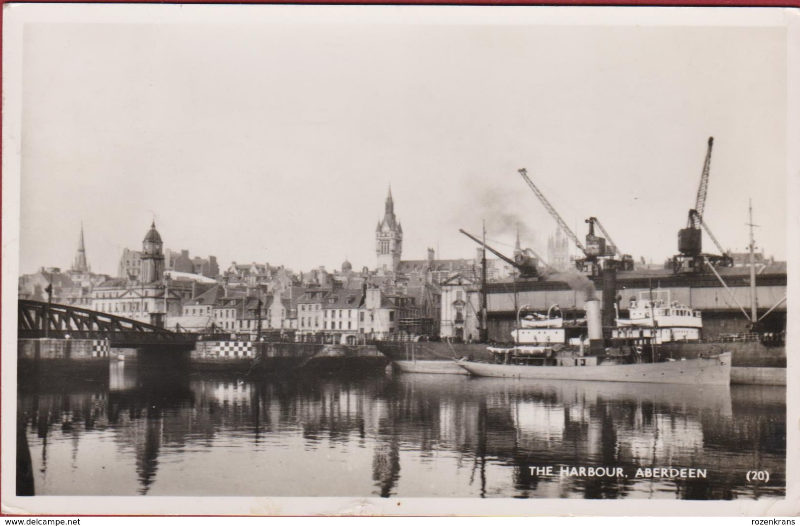 Aberdeen Port The Harbour  Shipping Cranes - 1954 Postcard - Aberdeenshire