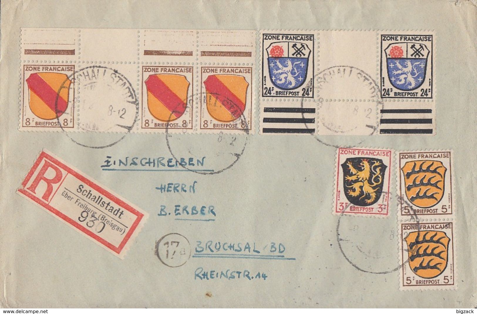 Fr. Zone R-Brief Mif Minr.2,2x 3,3x 4 Mit ZW, OR, 9 ZW, UR Schallstadt - Sonstige & Ohne Zuordnung