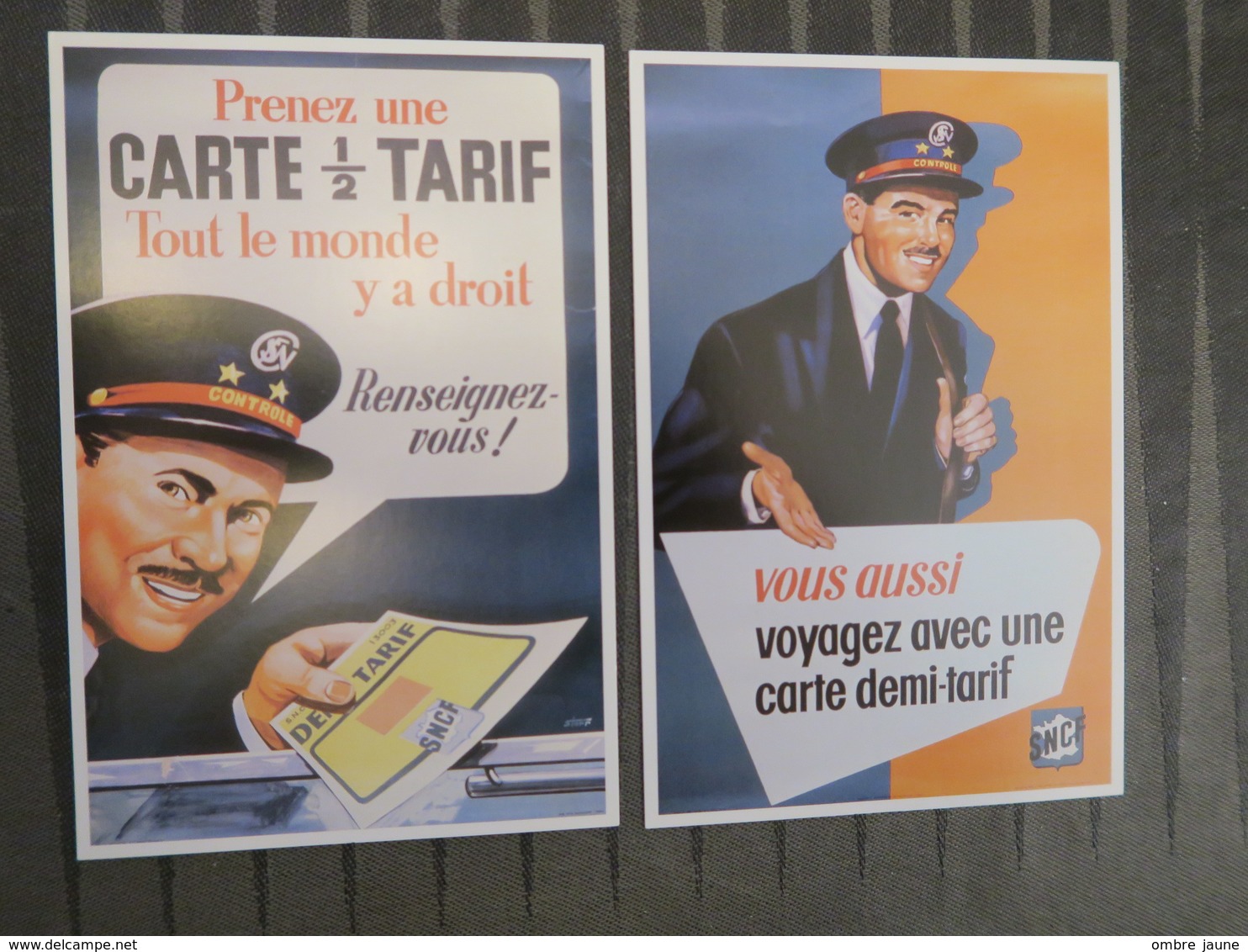 TI - Reproduction D'affiche - Lot De 2 Cartes  - CARTE SNCF - DEMI TARIF - Publicité