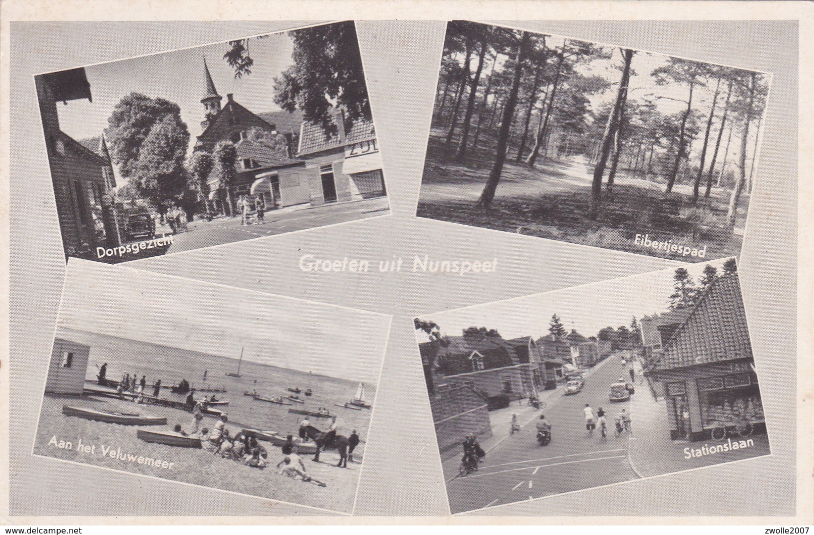 Postcard Groeten Uit Nunspeet / Dorpsgezicht / Eibertjespad /veluwemeer / Stationslaan - Nunspeet