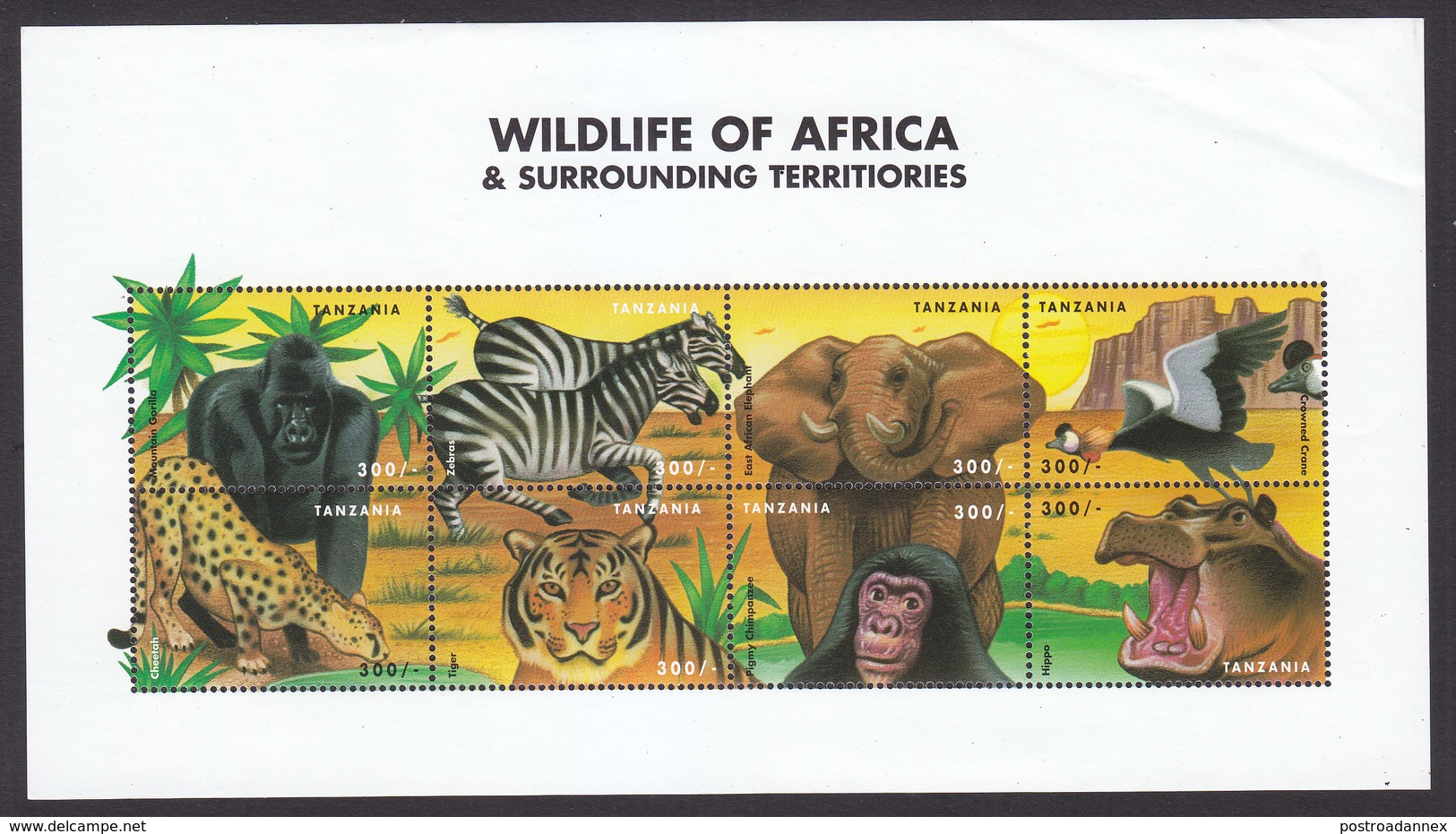 Tanzania, Scott #2040, Mint Never Hinged, African Wildlife, Issued 1999 - Tanzania (1964-...)