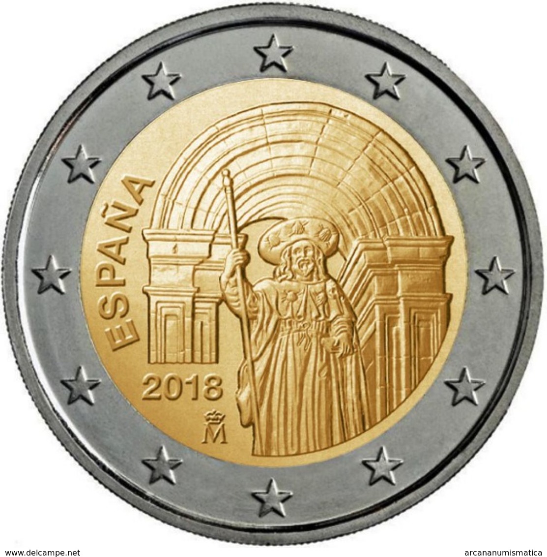 ESPAÑA /  SPAIN  2 Euros Bimetálica "Casco Antiguo De Santiago De Compostela" 2.018  2018  SC/UNC   T-DL-12.171 - Spain